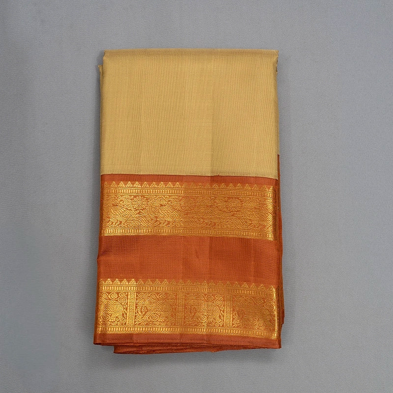 Hayagrivas Handloom Sandal Kanjivaram Silk Saree with Rust Orange Border KBF452F3-1