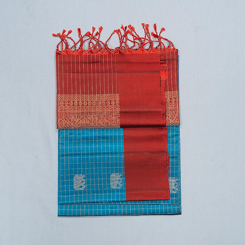 Hayagrivas Rama Blue Handloom Soft Silk Saree KBF547G1-8