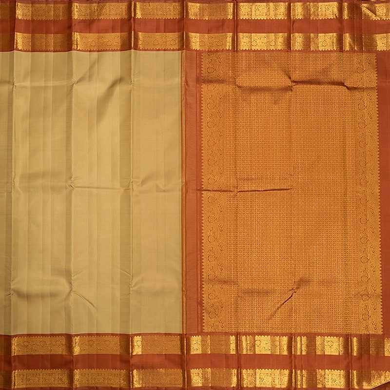 Hayagrivas Handloom Sandal Kanjivaram Silk Saree with Rust Orange Border KBF452F3-1