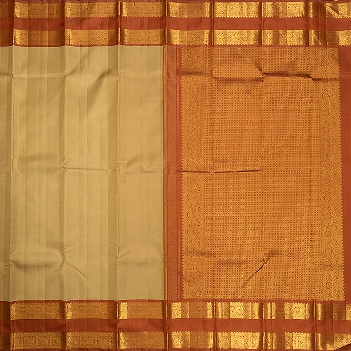 Hayagrivas Handloom Sandal Kanjivaram Silk Saree with Rust Orange Border KBF452F3-1