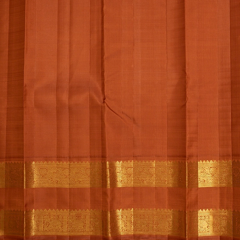 Hayagrivas Handloom Sandal Kanjivaram Silk Saree with Rust Orange Border KBF452F3-1