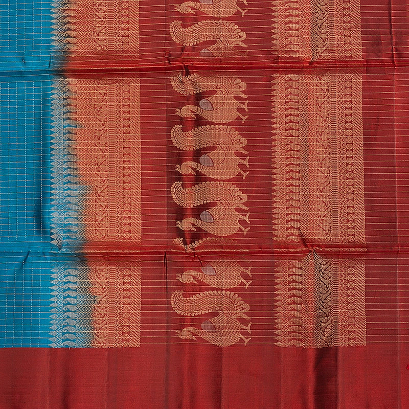 Hayagrivas Rama Blue Handloom Soft Silk Saree KBF547G1-8