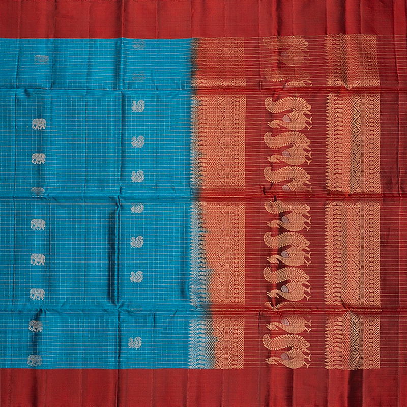 Hayagrivas Rama Blue Handloom Soft Silk Saree KBF547G1-8