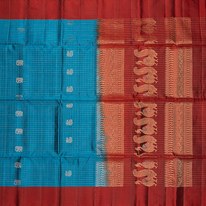 Hayagrivas Rama Blue Handloom Soft Silk Saree KBF547G1-8