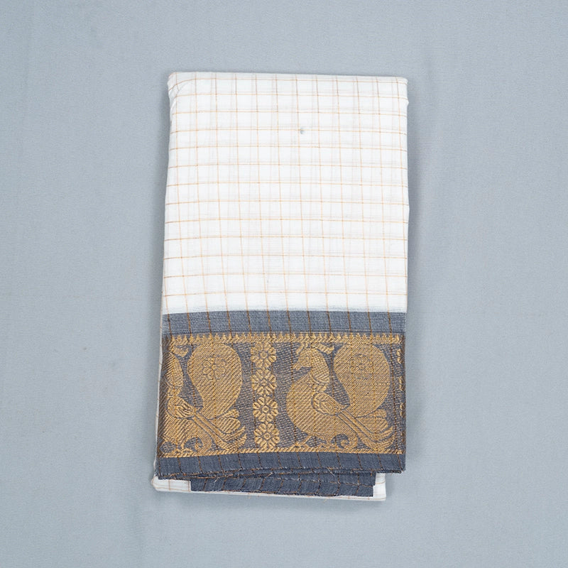 Hayagrivas White Handloom Chettinad Cotton Saree SSCBF134H2-26