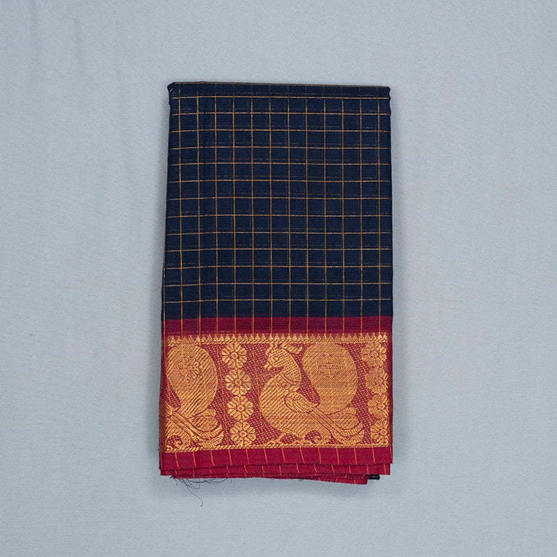 Hayagrivas Navy Blue Handloom Chettinad Cotton Saree SSCBF134H2-37