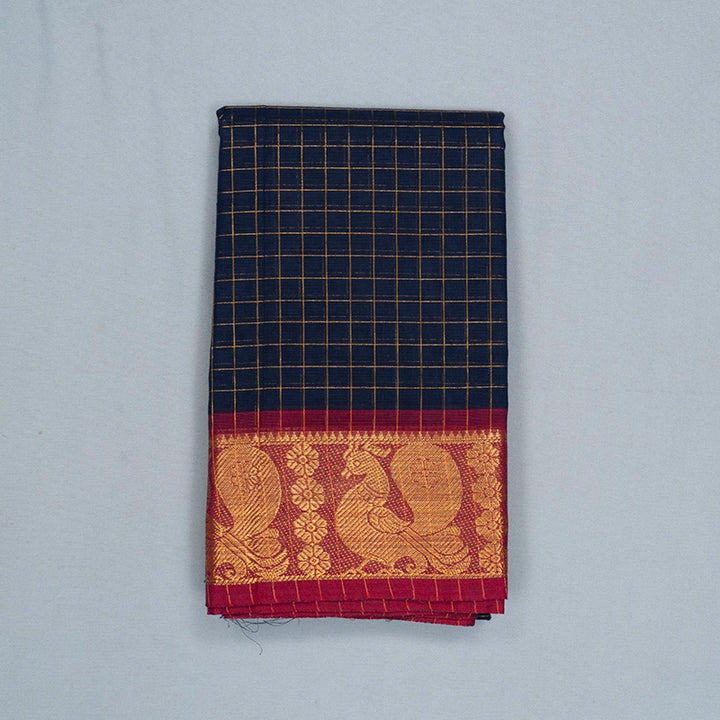 Hayagrivas Navy Blue Handloom Chettinad Cotton Saree SSCBF134H2-37