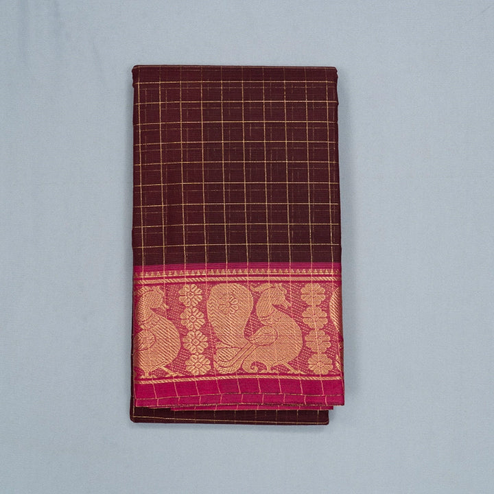Hayagrivas Coffee Brown Handloom Chettinad Cotton Saree SSCBF134H2-53