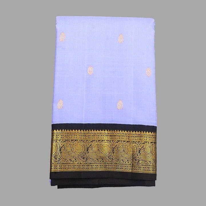 Hayagrivas Handloom Lilac Kanjivaram Silk Saree with Black Border KBF377F6-1