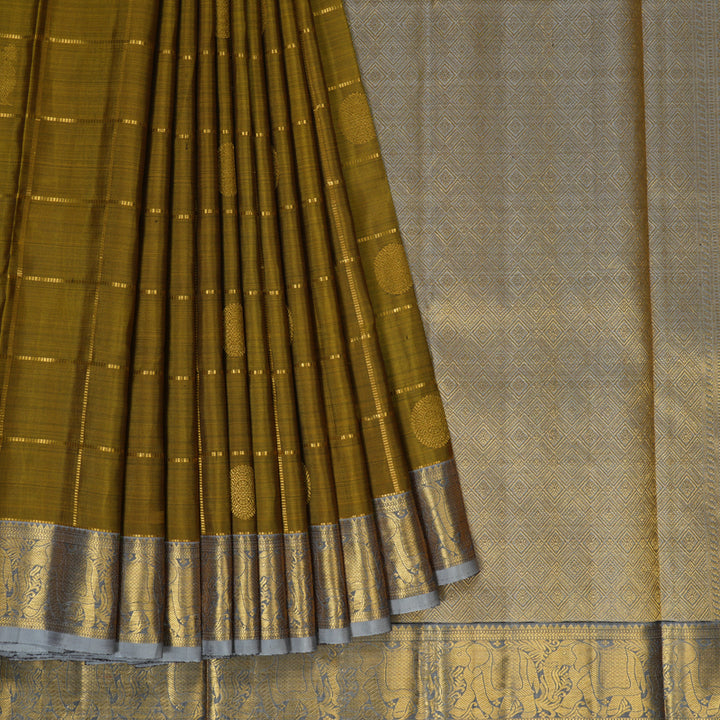 Hayagrivas Handloom Honey Kanjivaram Silk Saree with Lilac-Grey Border KBF5D7-1