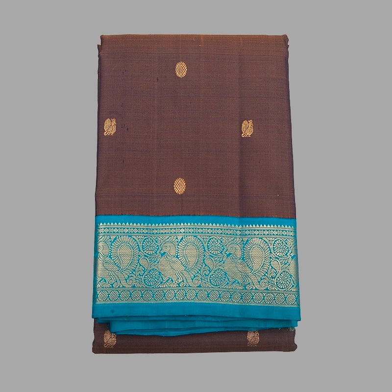 Hayagrivas Handloom Dual Tone (Brown & Purple) Kanjivaram Silk Saree KBF254E3-1