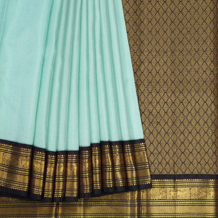 Hayagrivas Handloom Mint Green Kanjivaram Silk Saree with Kanchana Brown Border KBE2331B3-1