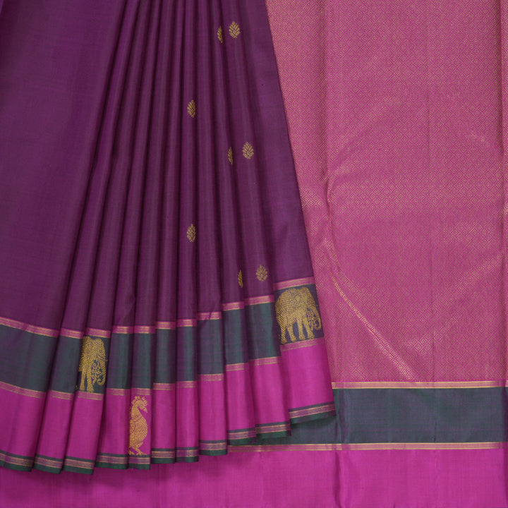 Hayagrivas Handloom Purple Kanjivaram Silk Saree with Vadamalli Purple Border KBE2532C14-1