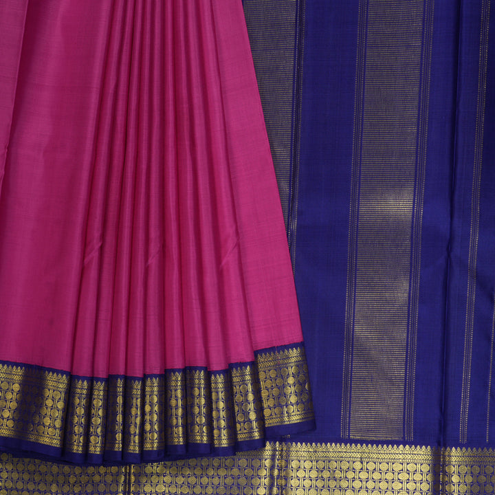 Hayagrivas Handloom Magenta Pink Kanjivaram Silk Saree with Navy Blue Border KBE1600K5-2