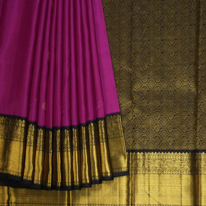 Hayagrivas Handloom Purple Kanjivaram Silk Saree with Deep Brown border KBE1388J2-7