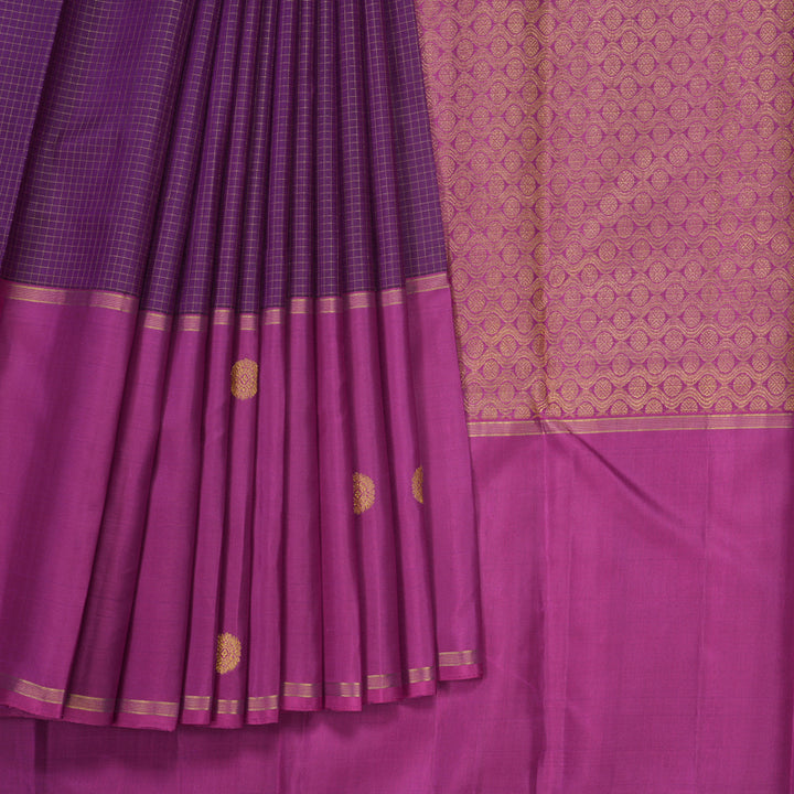 Hayagrivas Handloom Purple Kanjivaram Silk Saree with Magenta Border KBE2493C7-1