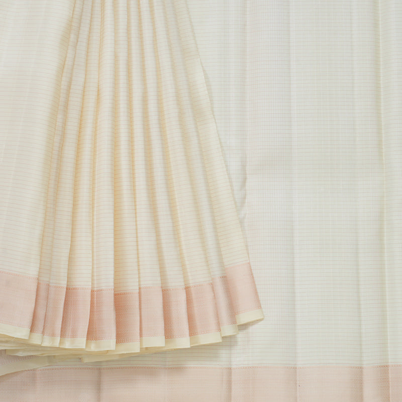 Hayagrivas Handloom Half-White Kanjivaram Silk Saree KBE2537C5-1