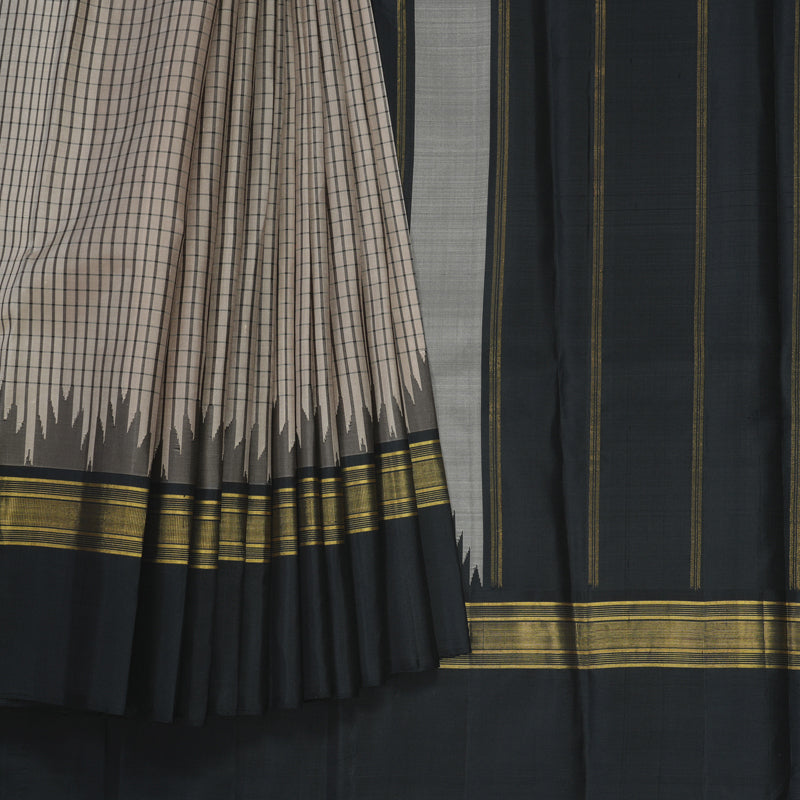 Hayagrivas Handloom Cream Kanjivaram Silk Saree with Black Border KBE2148A8-4