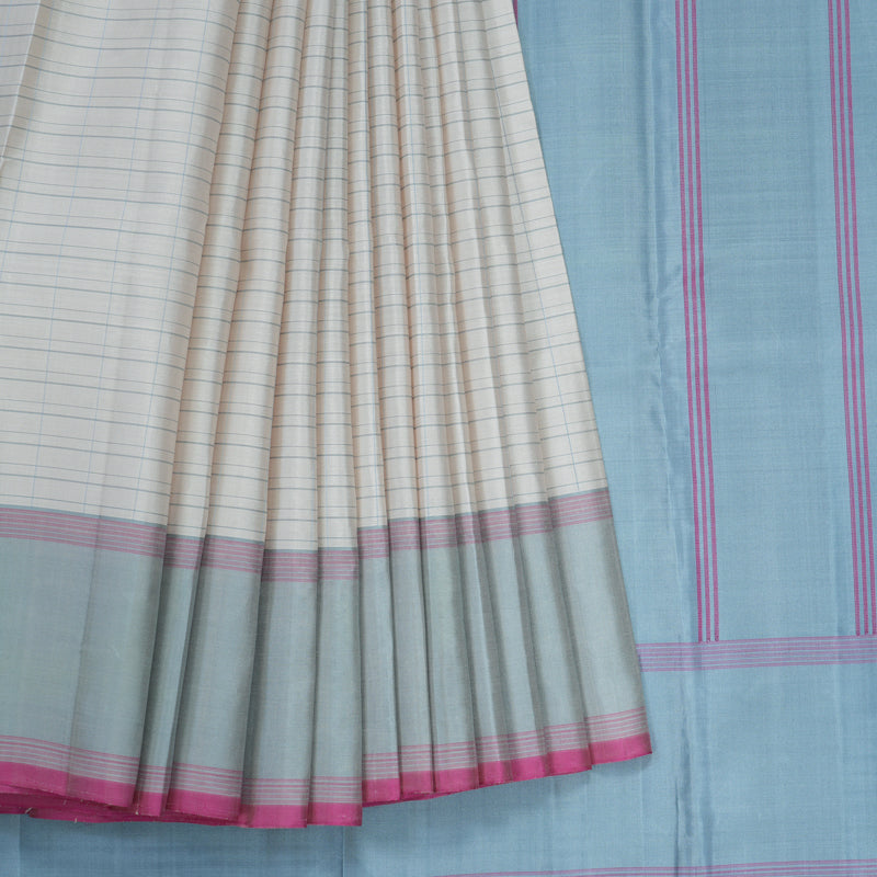Hayagrivas Handloom Mild White Kanjivaram Silk Saree KBE2148A4-2