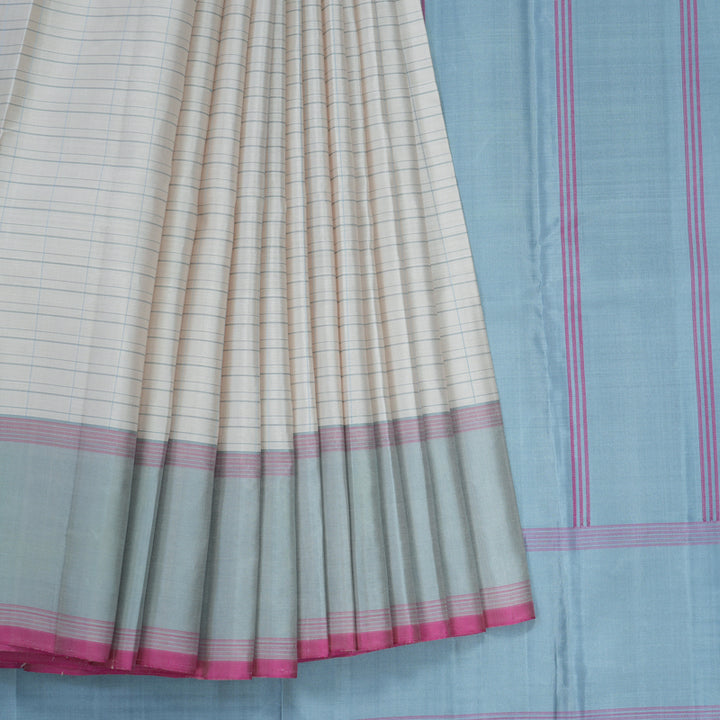 Hayagrivas Handloom Mild White Kanjivaram Silk Saree KBE2148A4-2