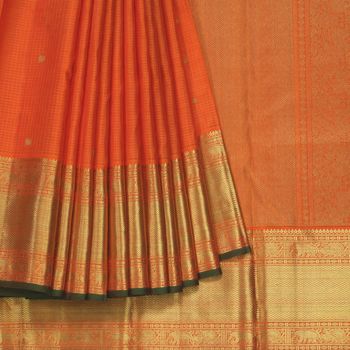 Hayagrivas Handloom Fanta Orange Kanjivaram Silk Saree KBE1849L6-1