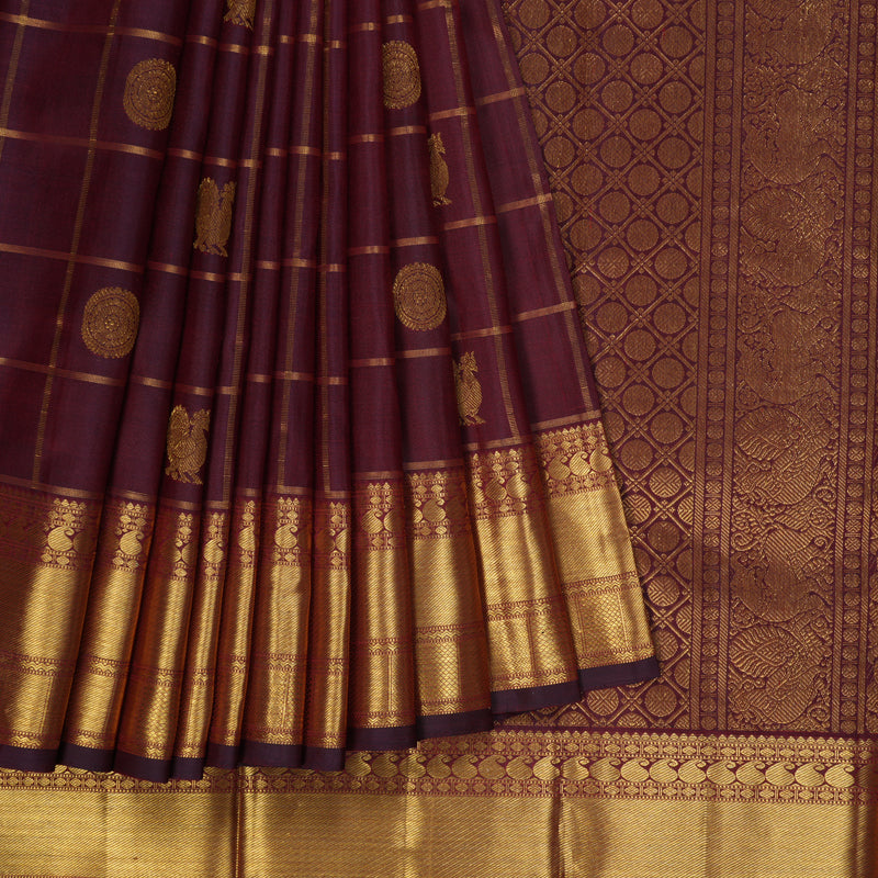 Hayagrivas Handloom Wine Maroon Kanjivaram Silk Saree KBF306E5-7