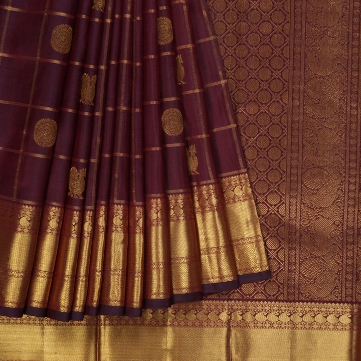 Hayagrivas Handloom Wine Maroon Kanjivaram Silk Saree KBF306E5-7