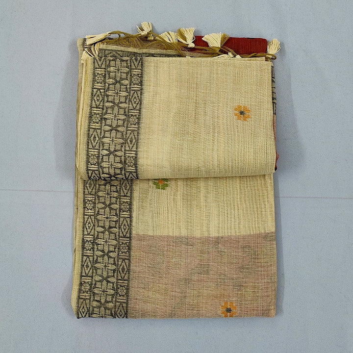 Hayagrivas Half-White Fancy Cotton Saree KBE1877L1-4