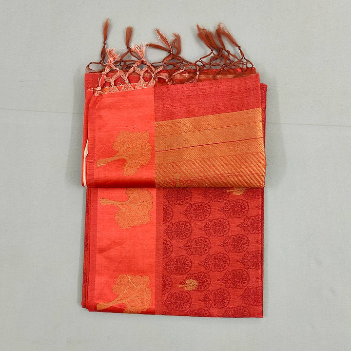 Hayagrivas Crimson-Red Fancy Cotton Saree KBE1877L4-2