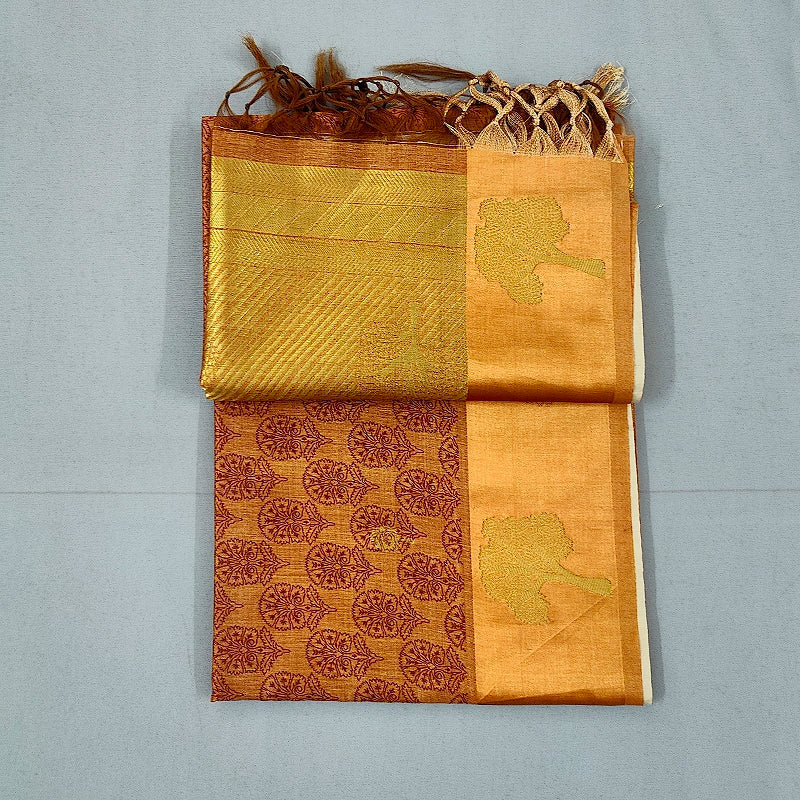 Hayagrivas Mustard-Orange Fancy Cotton Saree KBE1877L4-3