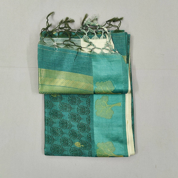 Hayagrivas Teal-Blue Fancy Cotton Saree KBE1877L4-5