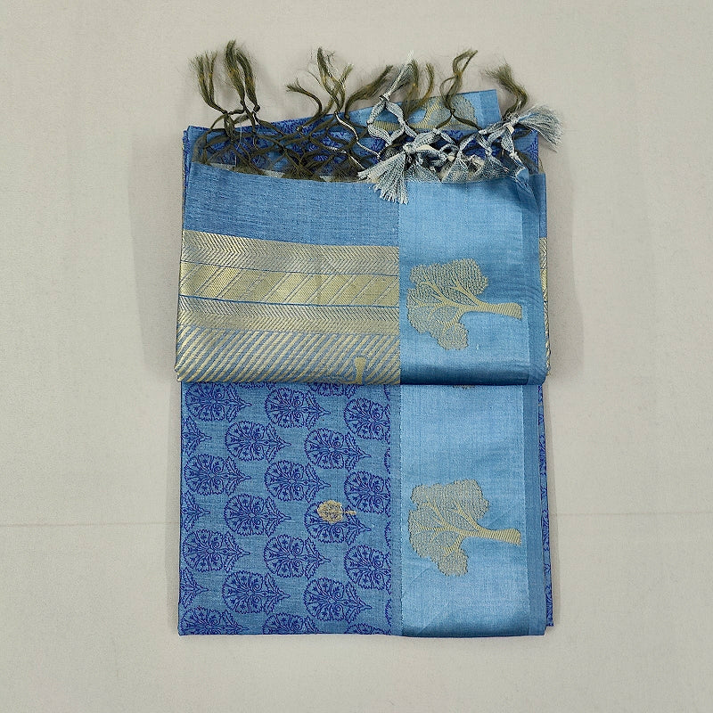Hayagrivas Powder-Blue Fancy Cotton Saree KBE1877L4-6