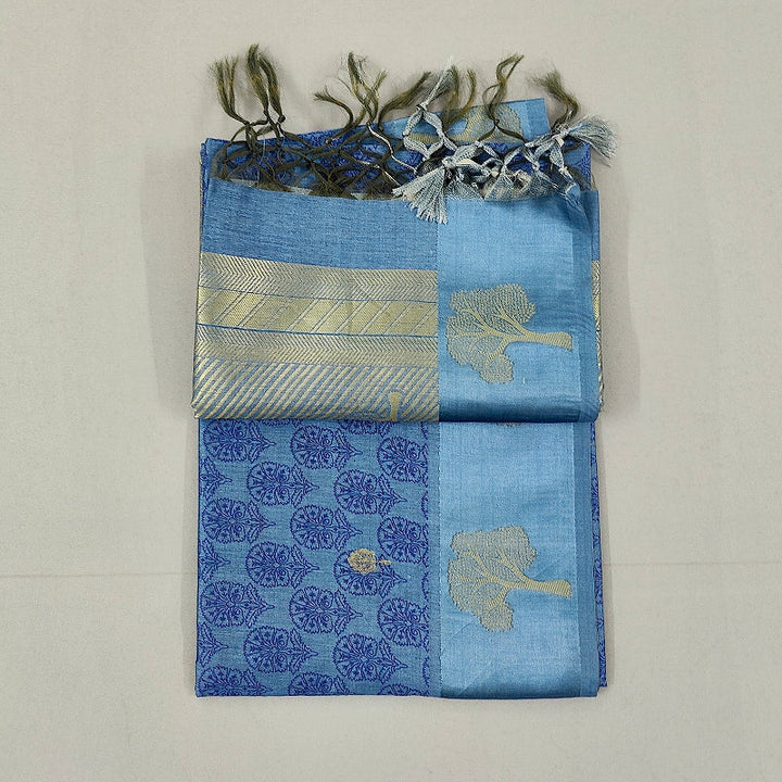 Hayagrivas Powder-Blue Fancy Cotton Saree KBE1877L4-6