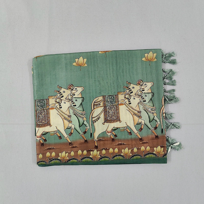 Hayagrivas Sage-Green Fancy Cotton Saree KBE1877L6-1