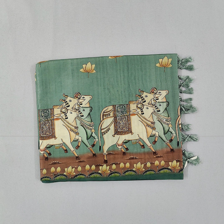 Hayagrivas Sage-Green Fancy Cotton Saree KBE1877L6-1