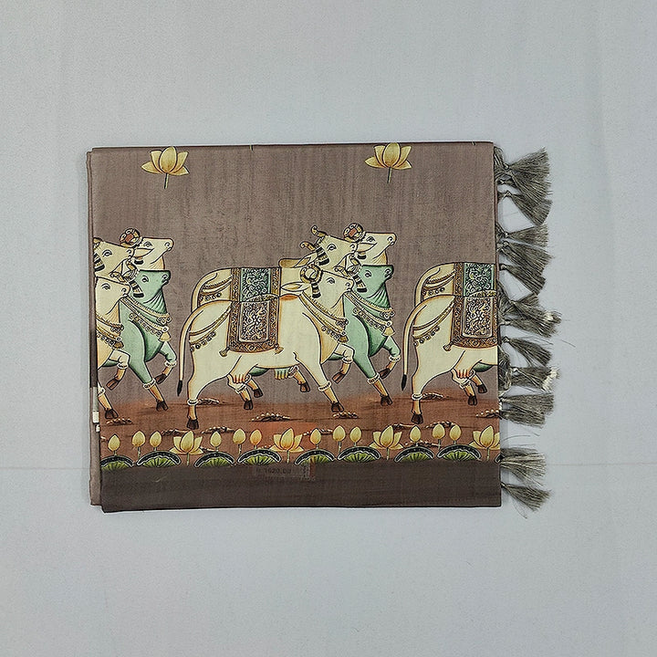 Hayagrivas Taupe-Brown Fancy Cotton Saree KBE1877L6-4