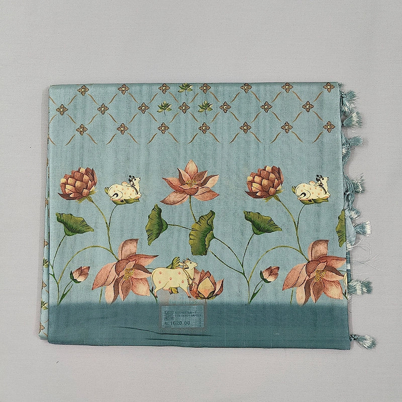Hayagrivas Ice Blue Fancy Cotton Saree KBE1877L6-7