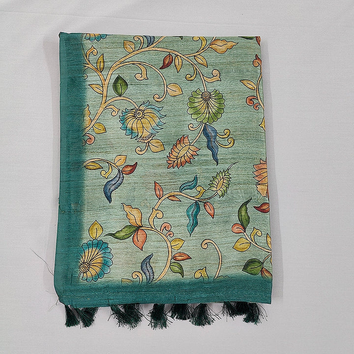 Hayagrivas Teal Fancy Cotton Saree KBE1877L7-2