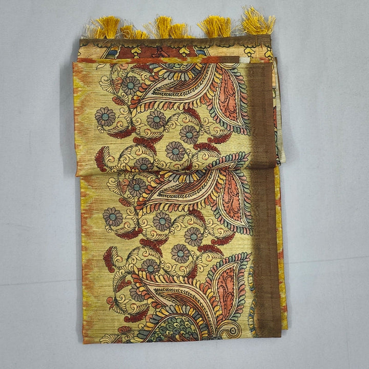 Hayagrivas Golden-Yellow Fancy Cotton Saree KBE1877L7-8