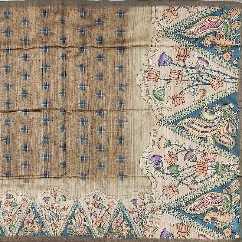 Hayagrivas Golden-Brown Fancy Cotton Saree KBE1877L7-9