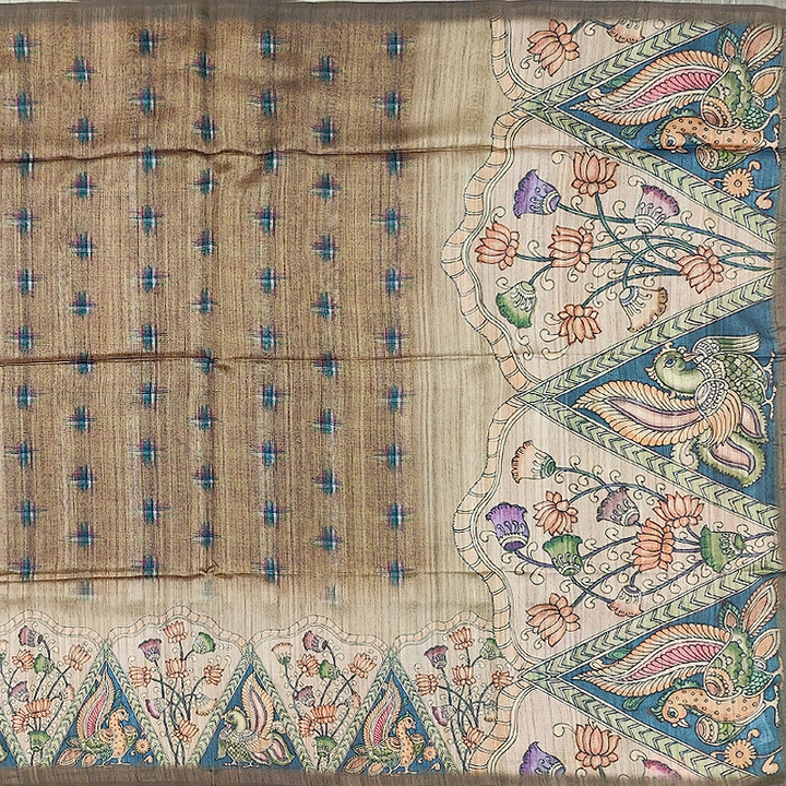 Hayagrivas Golden-Brown Fancy Cotton Saree KBE1877L7-9