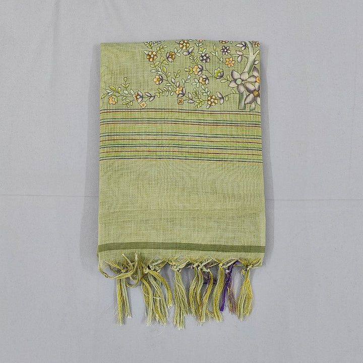 Hayagrivas Olive-Green Fancy Cotton Saree KBE1877L8-1