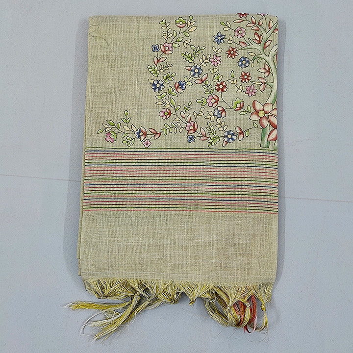 Hayagrivas Light Beige Fancy Cotton Saree KBE1877L8-3