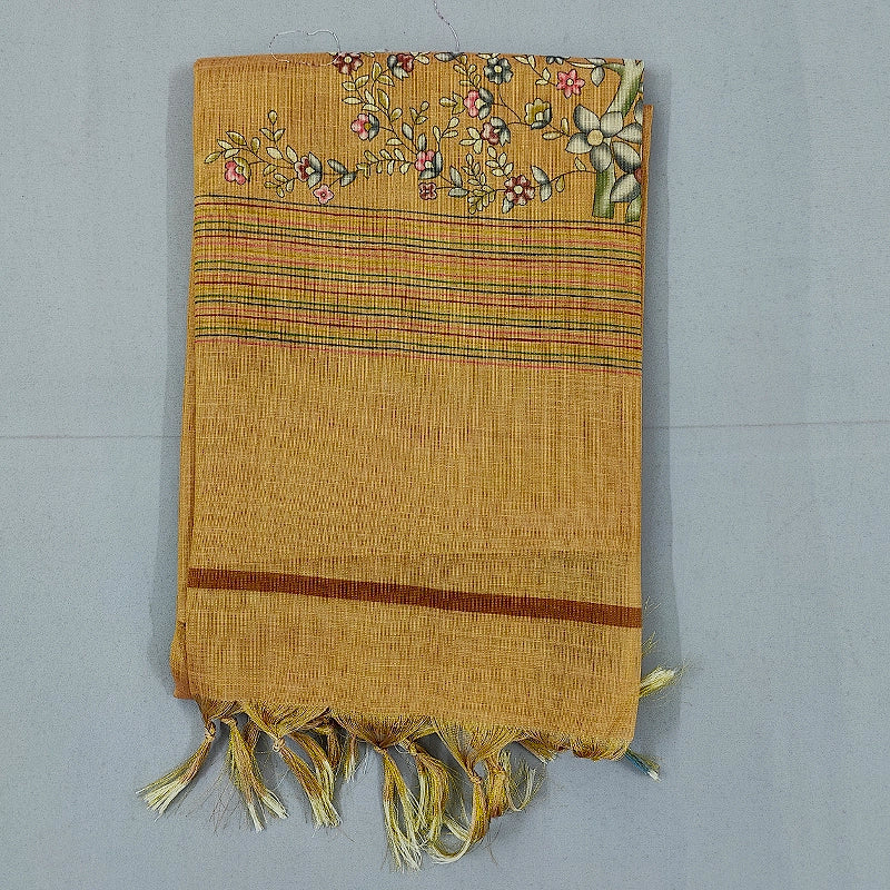 Hayagrivas Mustard-Gold Fancy Cotton Saree KBE1877L8-4