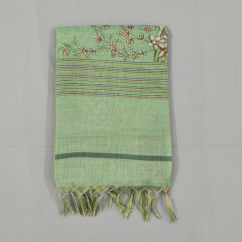 Hayagrivas Mint-Green Fancy Cotton Saree KBE1877L8-5