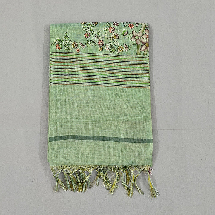 Hayagrivas Mint-Green Fancy Cotton Saree KBE1877L8-5