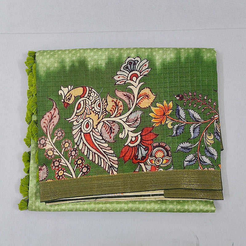 Hayagrivas Olive Green Fancy Cotton Saree KBE1878L4-3