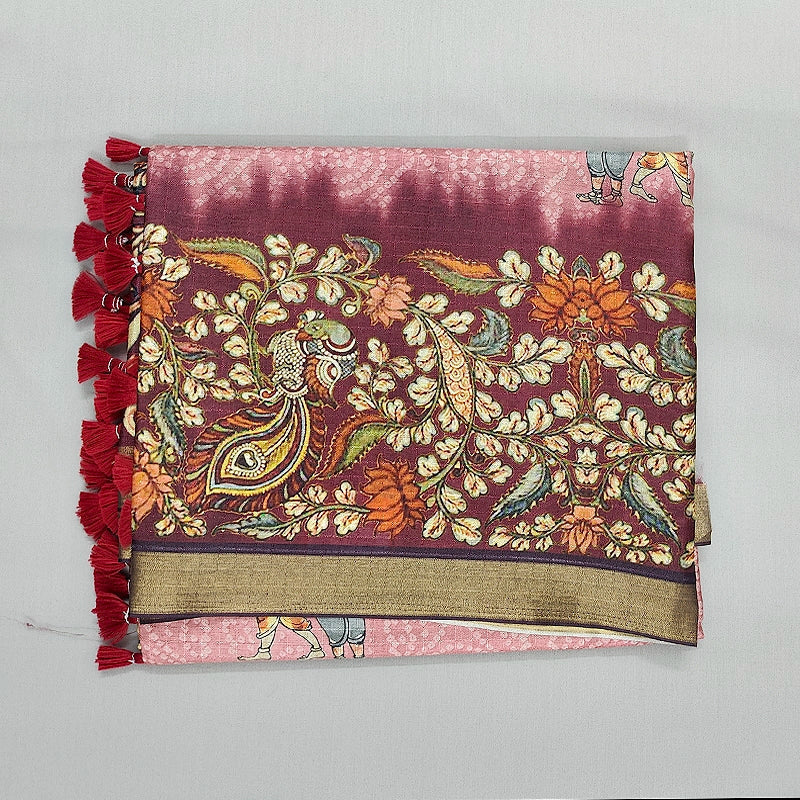 Hayagrivas Rose Pink Fancy Cotton Saree KBE1878L4-5