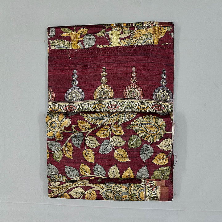 Hayagrivas Deep Maroon Fancy Cotton Saree KBE1917L1-13