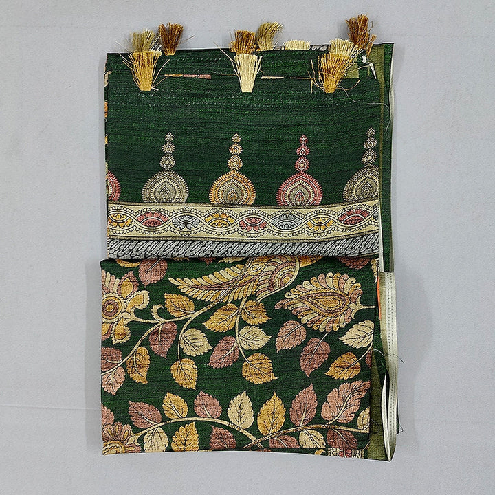 Hayagrivas Deep Green Fancy Cotton Saree KBE1917L1-14